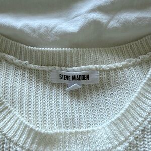Steve Madden Cream Sweater With Purple Stripes